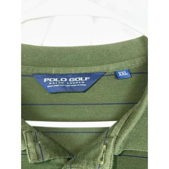 Polo Golf Ralph Lauren LS green w/ navy stripe XXL SHCC arm - Picture 2 of 5
